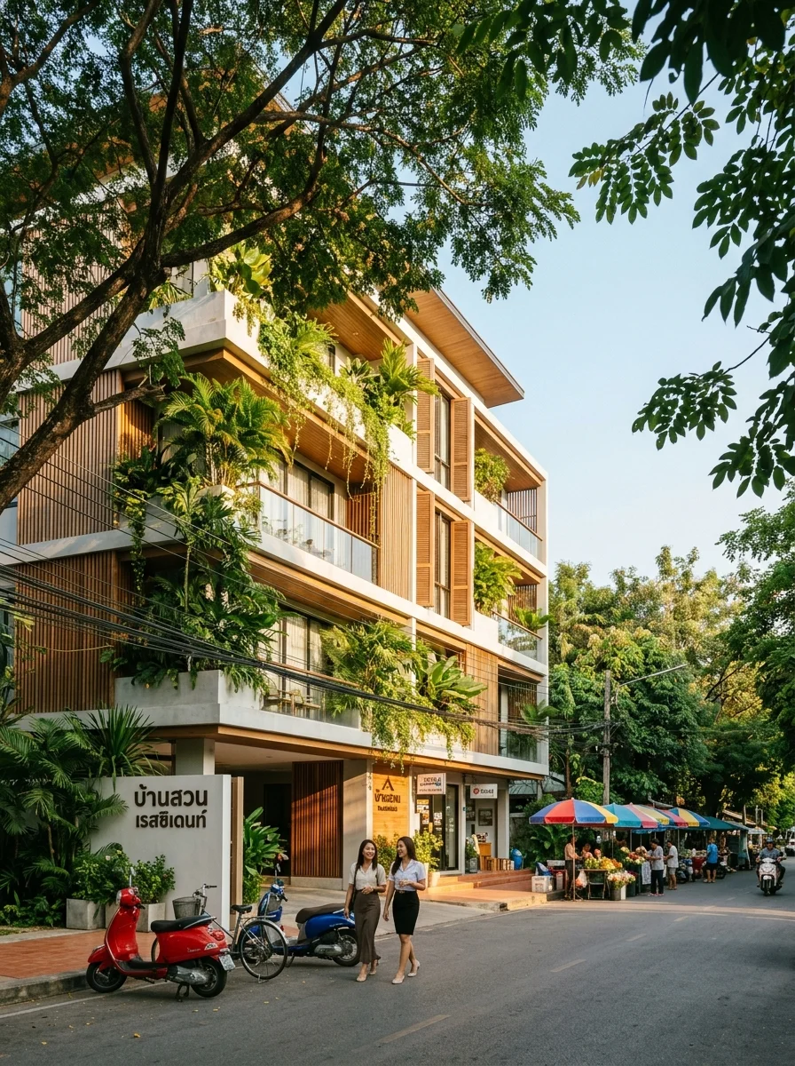 Modern Thai mid-rise apartment block Modern Thai mid-rise apartment block