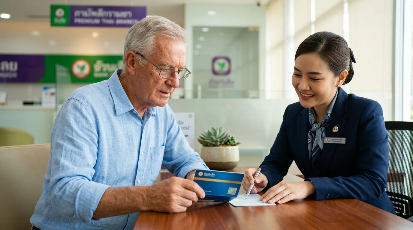 British retiree and Thai bank manager British retiree and Thai bank manager