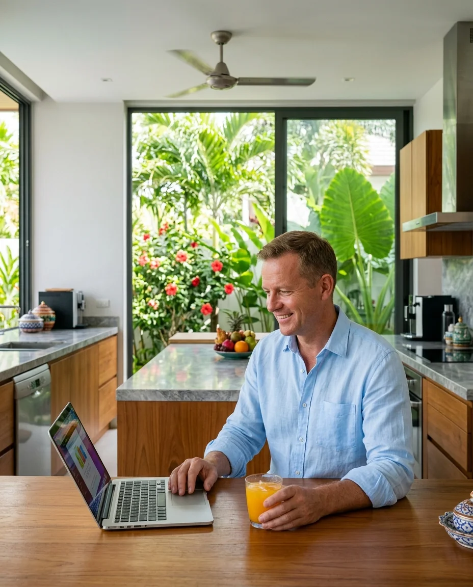 Middle-aged British expat man Middle-aged British expat man
