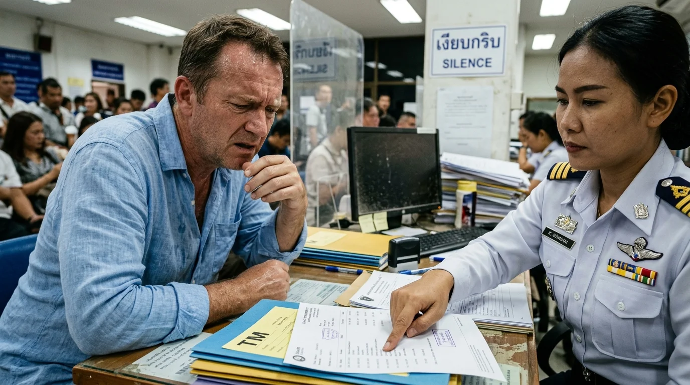 A foreign applicant and a Thai immigration officer A foreign applicant and a Thai immigration officer