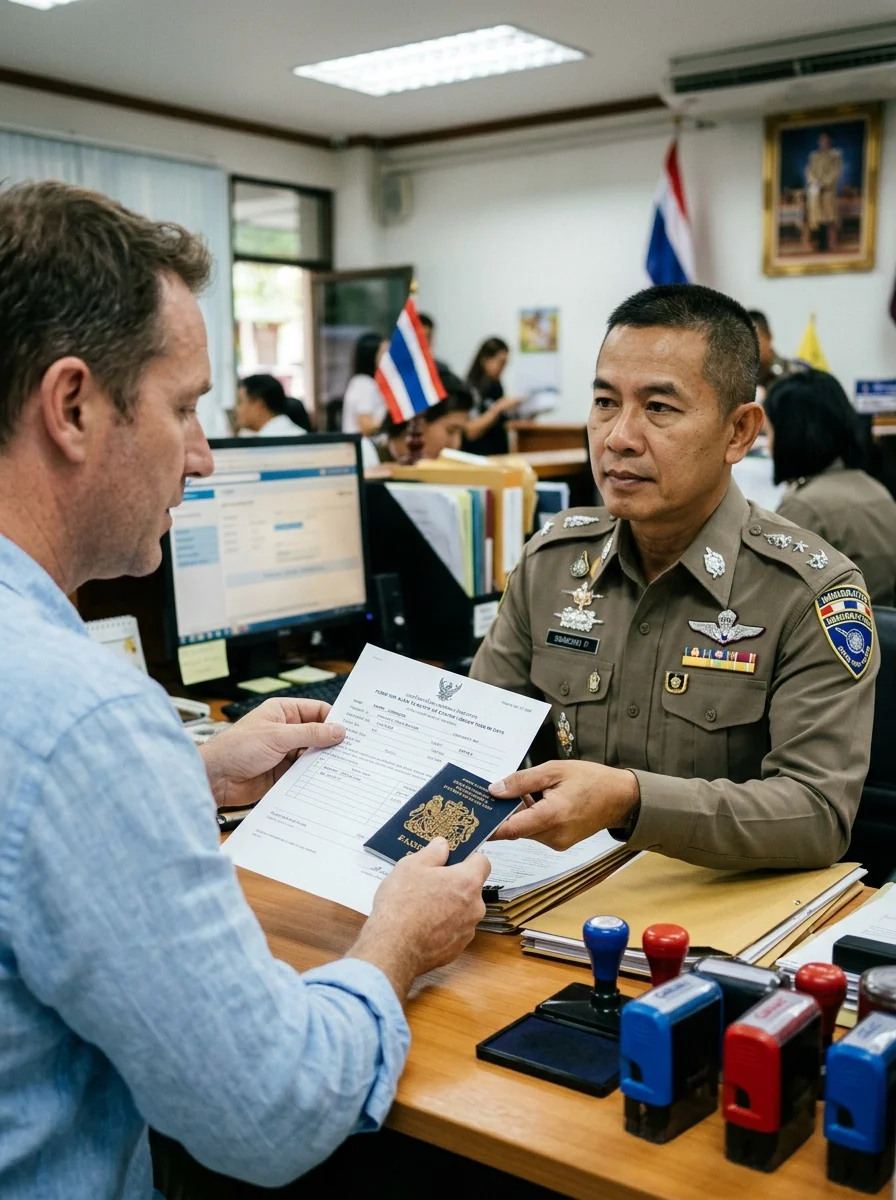 Expat and Thai Immigration Officer Expat and Thai Immigration Officer