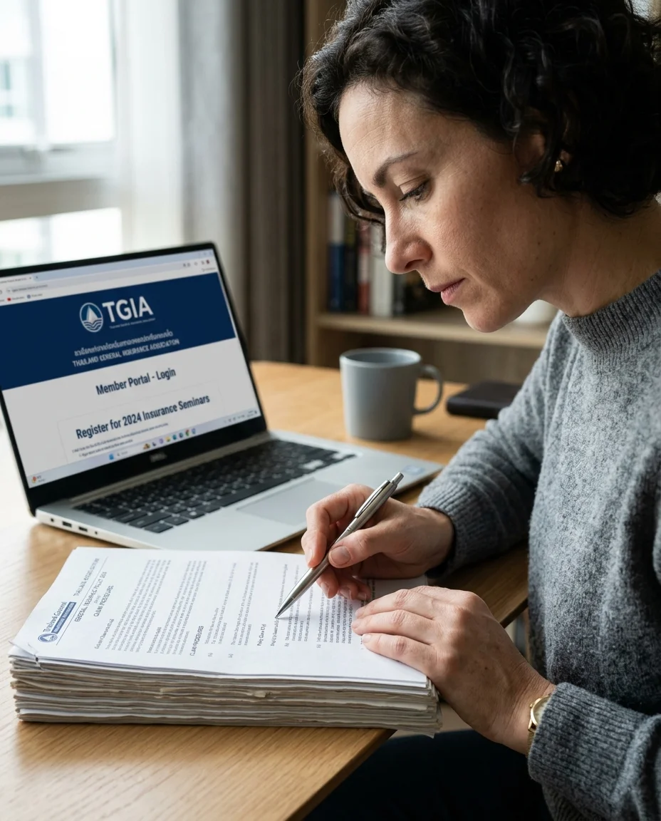 A person reviewing insurance documents A person reviewing insurance documents