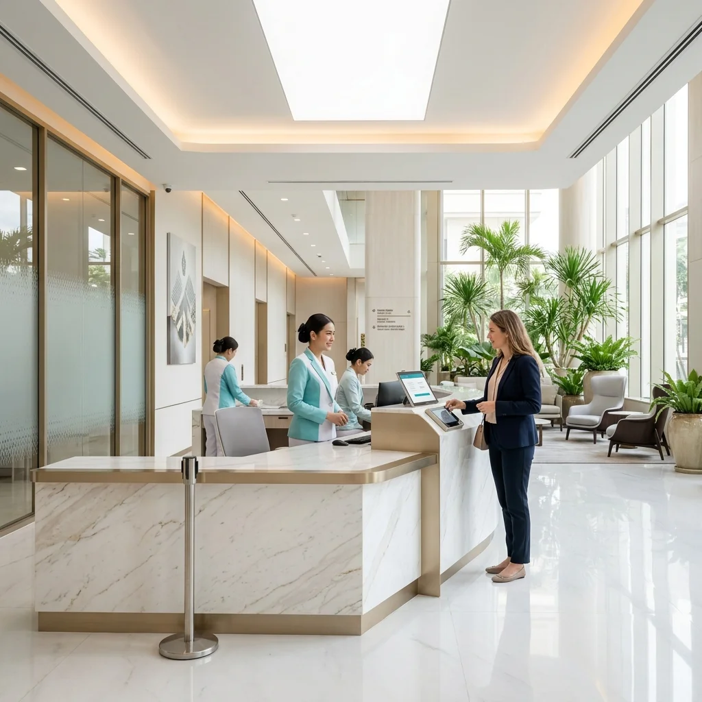 hospital reception and payment counter