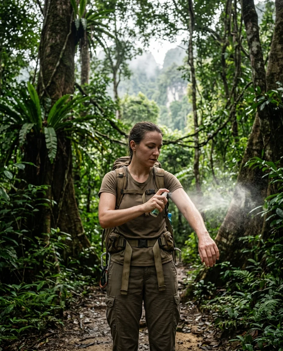 hiker in tropical gear