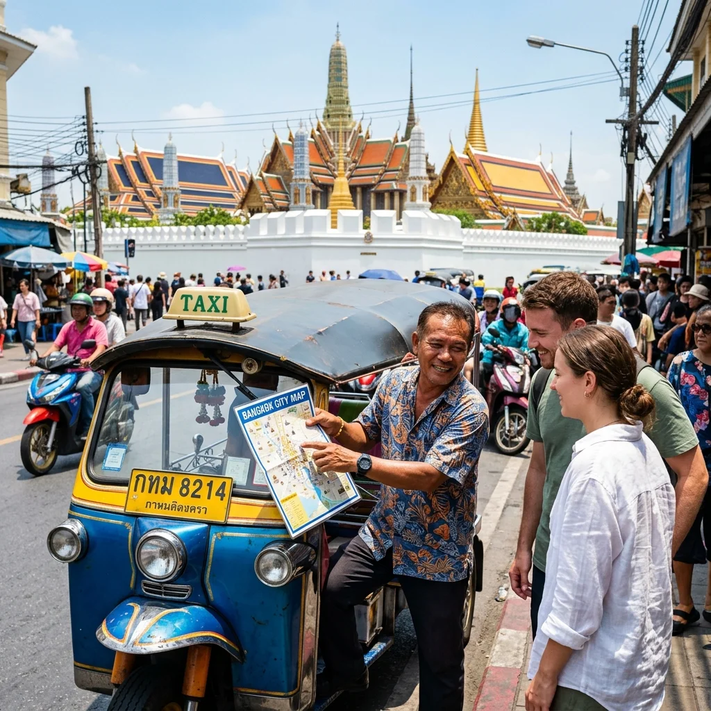 Tuk-tuk driver and his vehicle