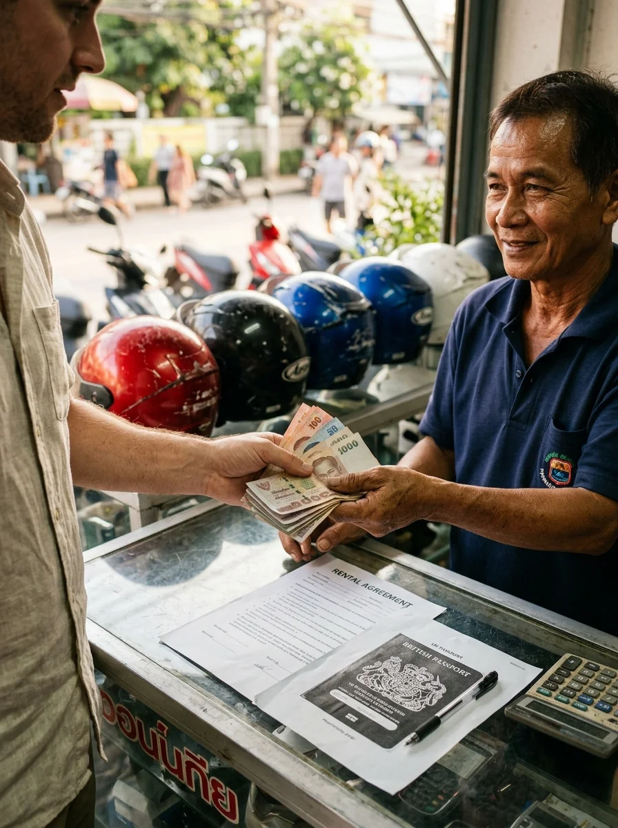 A transaction between a tourist and a Thai shop owner A transaction between a tourist and a Thai shop owner