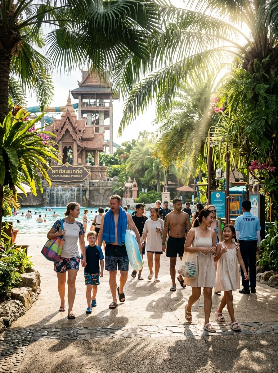 diverse theme park visitors