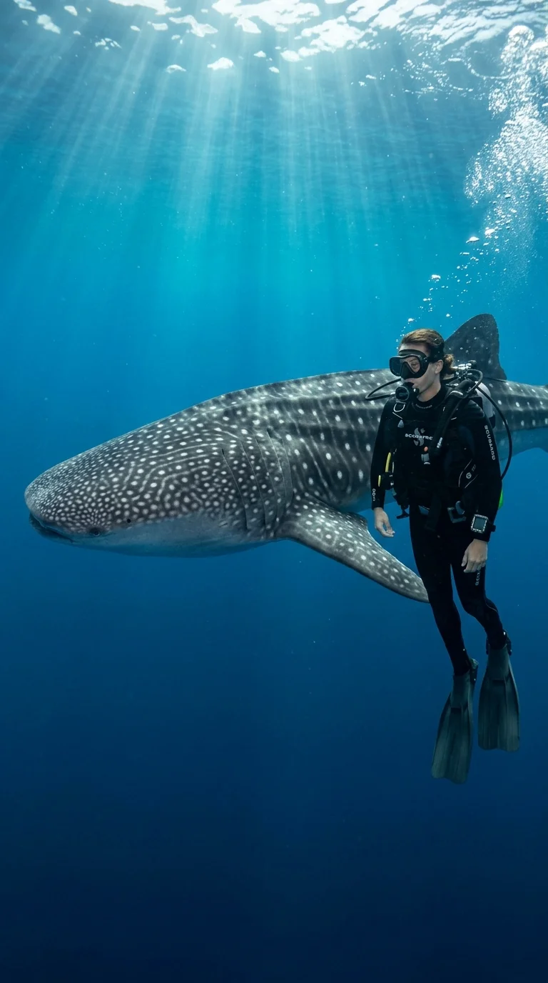 Whale Shark and Scuba Diver Whale Shark and Scuba Diver
