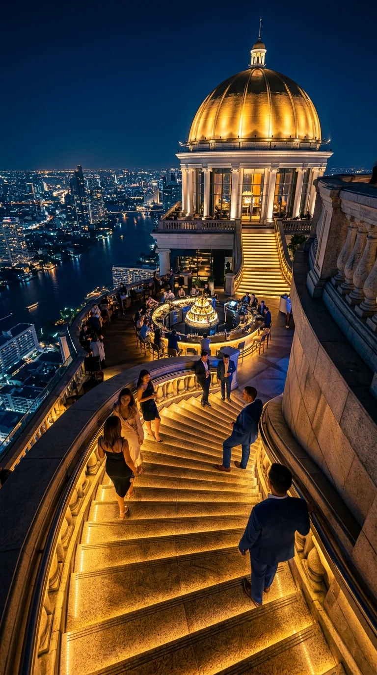 The sweeping stone staircase of Sky Bar at Lebua The sweeping stone staircase of Sky Bar at Lebua