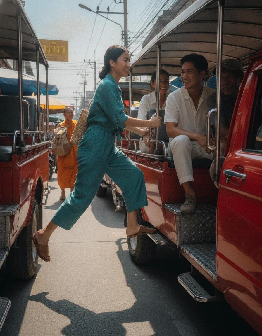 Red Songthaews (Chiang Mai public transport trucks)