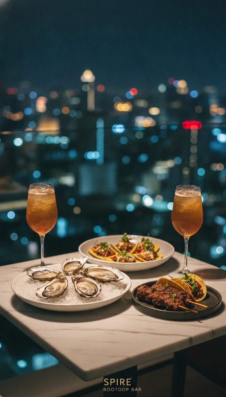 Luxury rooftop dining spread Luxury rooftop dining spread