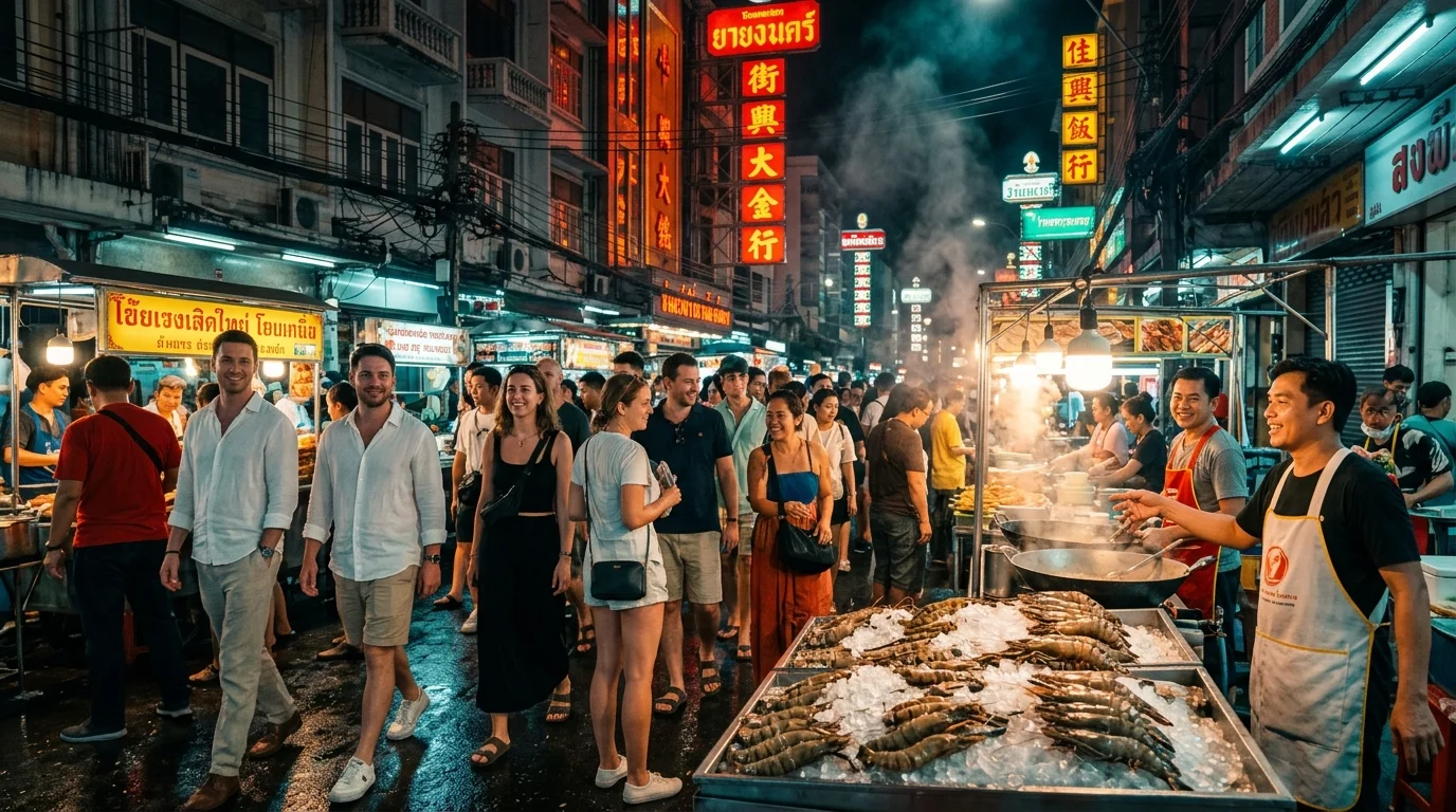 Yaowarat Road night market scene Yaowarat Road night market scene