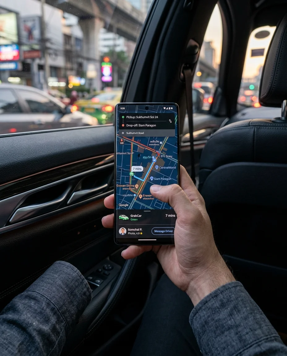 smartphone displaying Grab app smartphone displaying Grab app