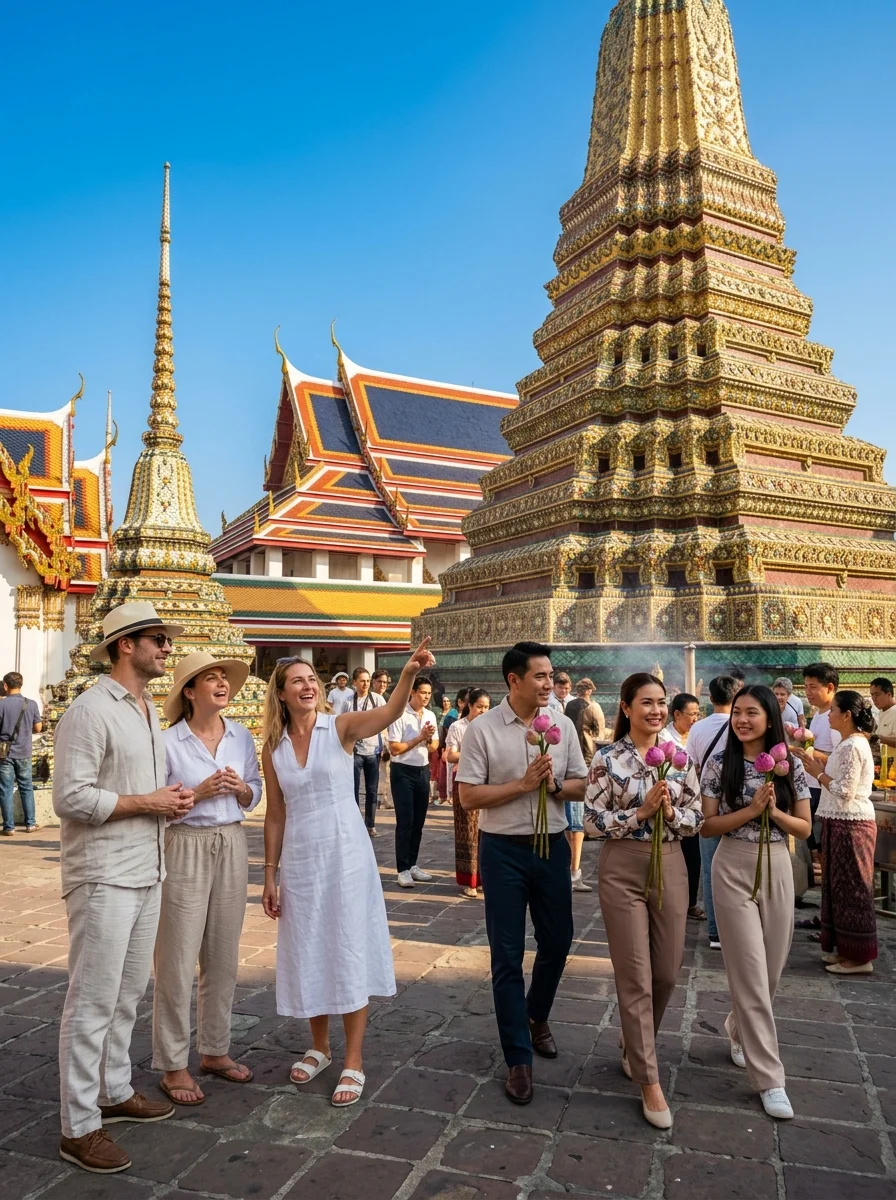 cultural interaction at Wat Pho cultural interaction at Wat Pho