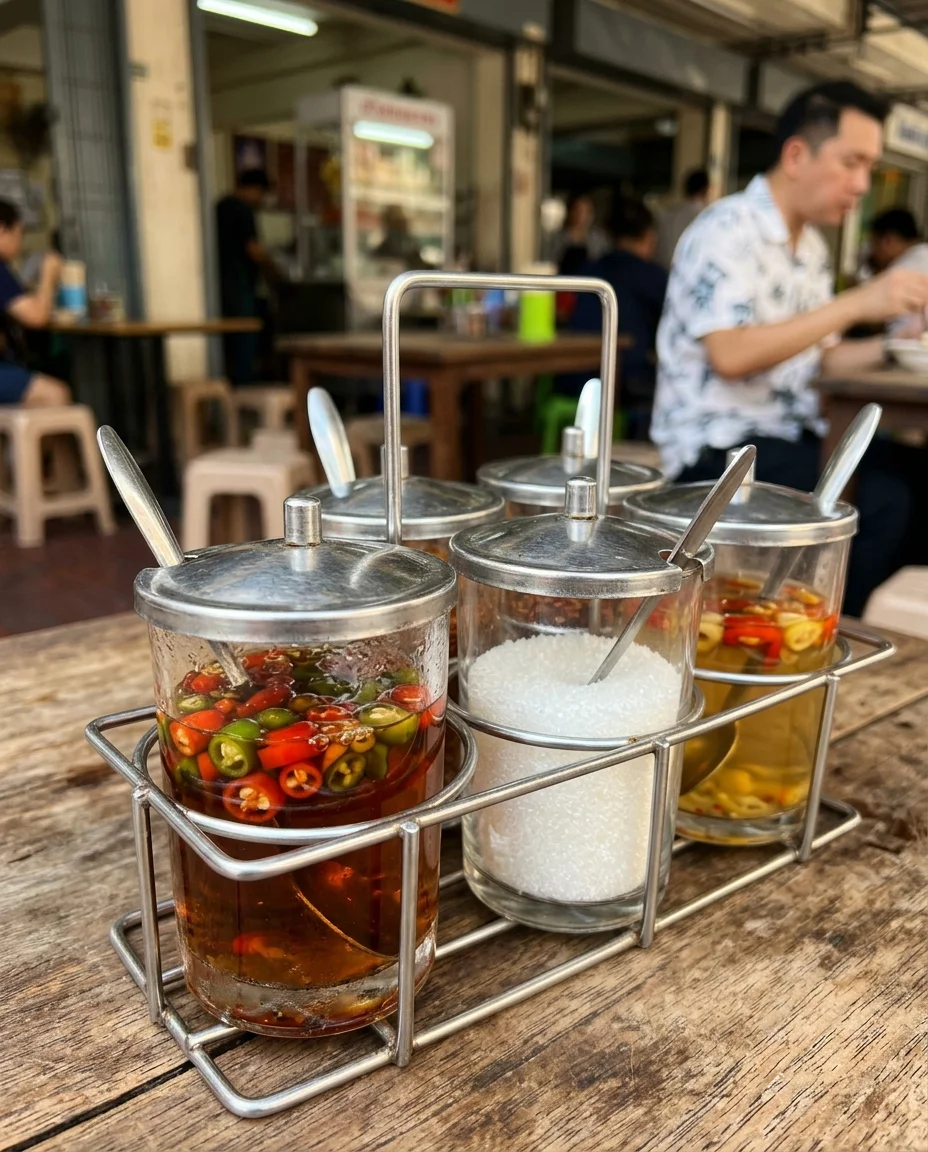 Traditional Thai condiment caddy (Puang Prik) Traditional Thai condiment caddy (Puang Prik)