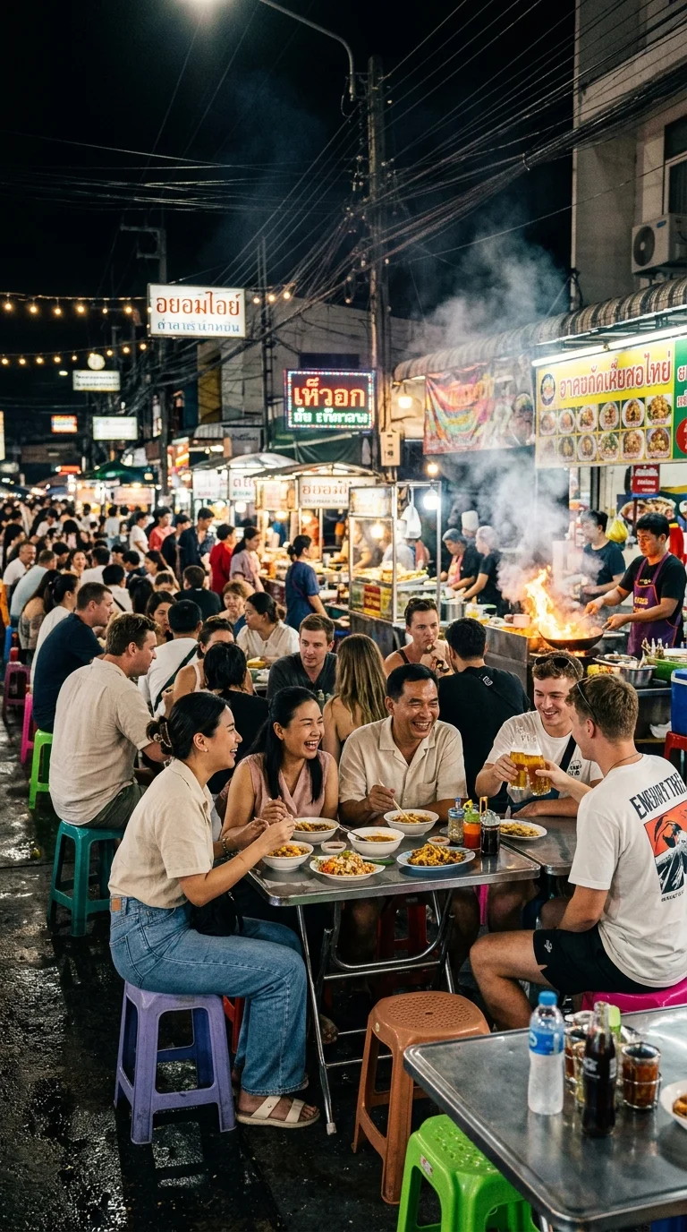 Chiang Mai night market dining area Chiang Mai night market dining area