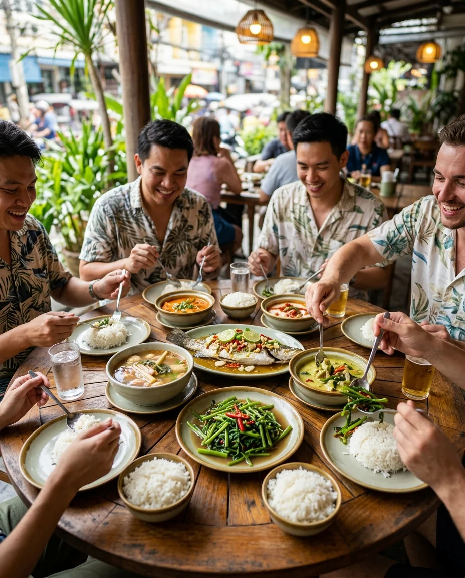 Traditional Thai communal feast Traditional Thai communal feast