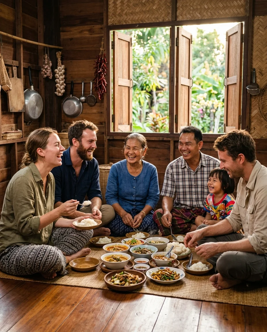 foreign visitors and a Thai host family foreign visitors and a Thai host family
