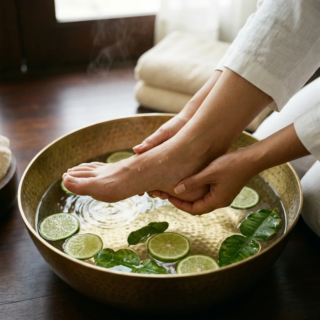 ritualistic foot washing in a brass bowl ritualistic foot washing in a brass bowl