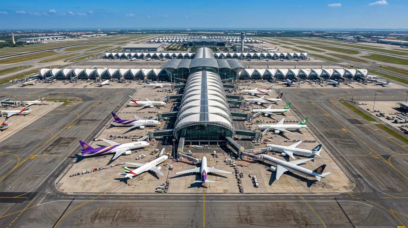 Suvarnabhumi Airport Terminal and Tarmac Suvarnabhumi Airport Terminal and Tarmac