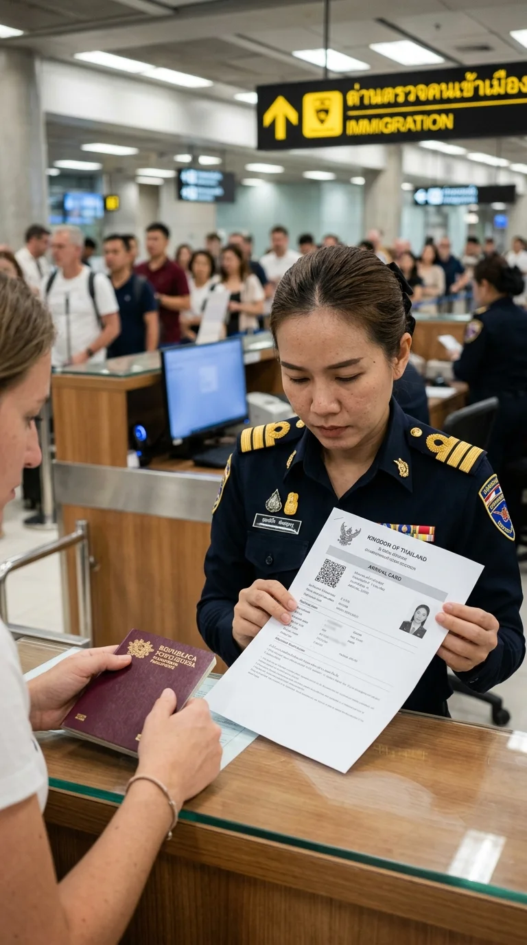 Thai immigration officer and traveller