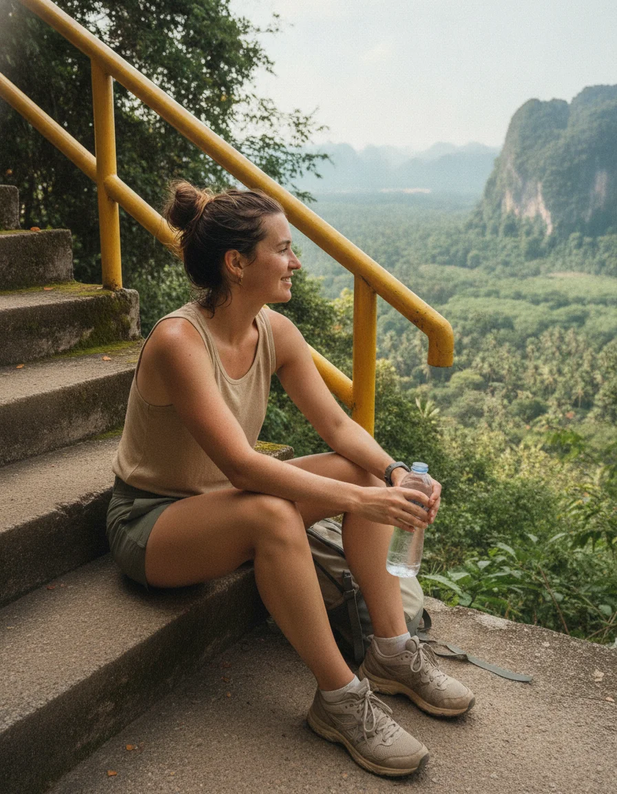 female traveller resting female traveller resting