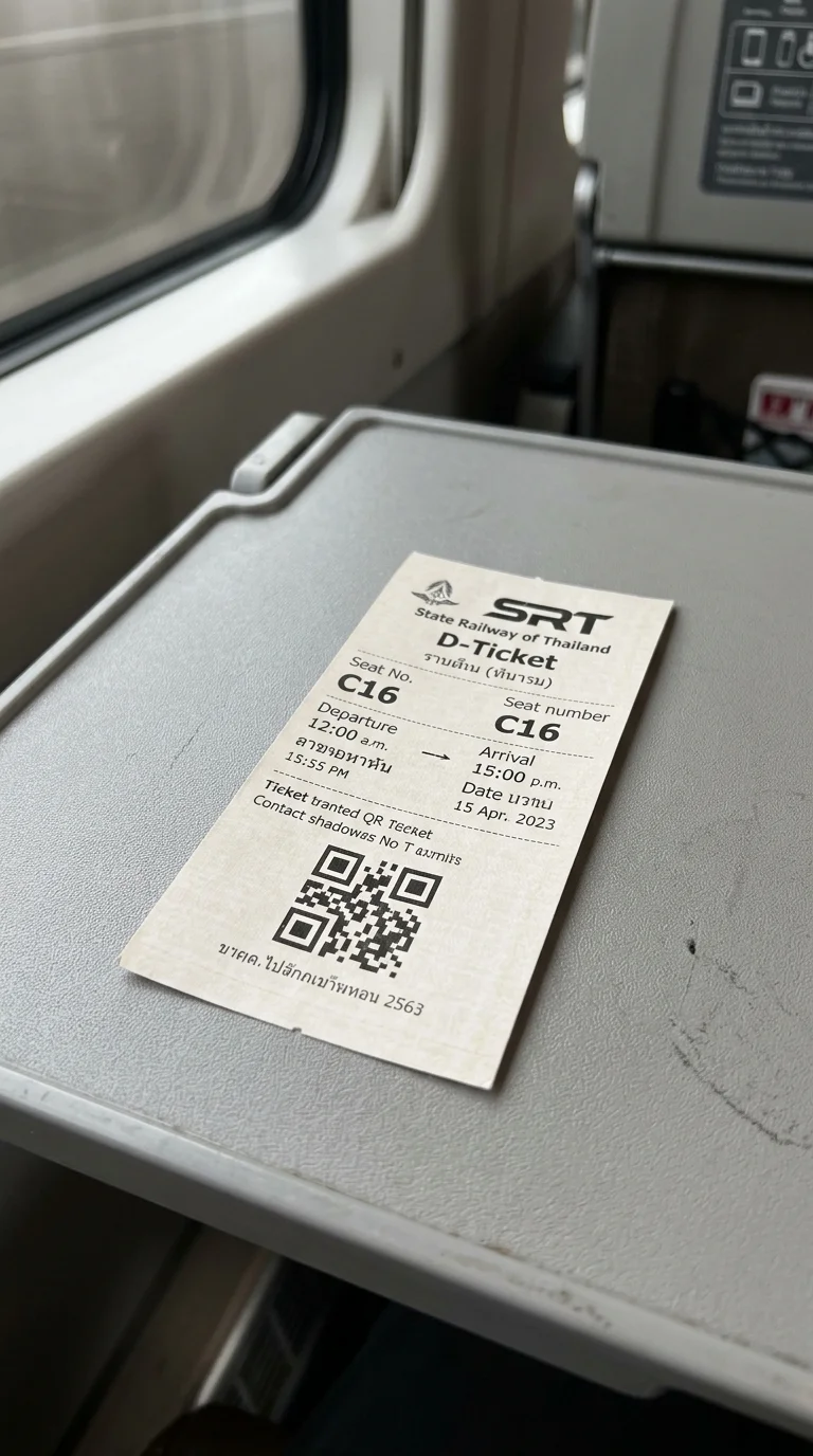 Printed SRT (State Railway of Thailand) Train Ticket Printed SRT (State Railway of Thailand) Train Ticket