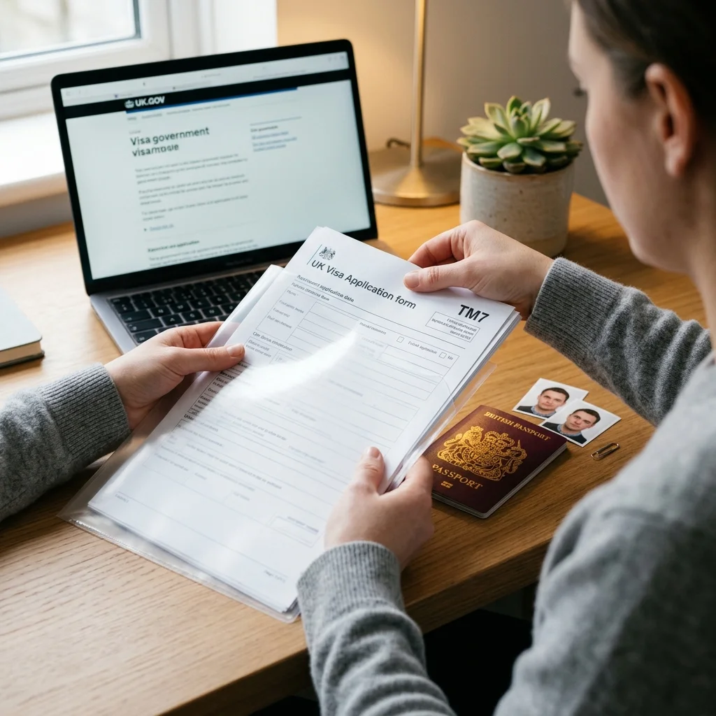 A person preparing a visa application A person preparing a visa application