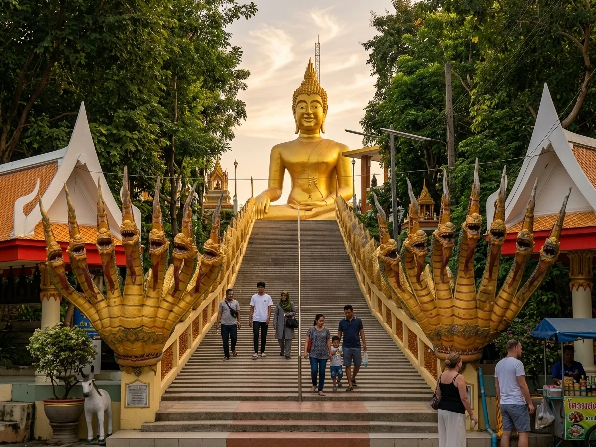 Interior and courtyard of Wat Khao Phra Bat