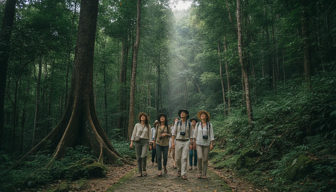 Visitors on the Wat Thang Sai forest path