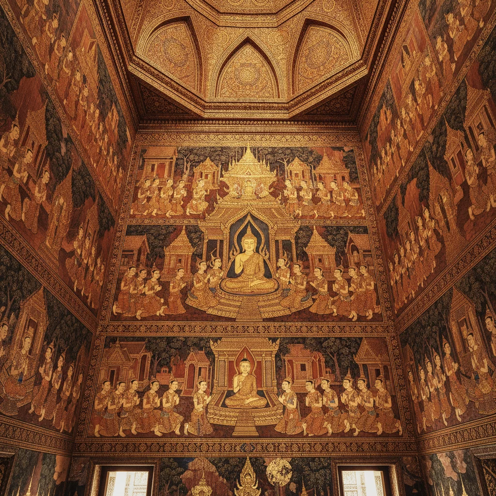 Interior murals of Wat Thang Sai