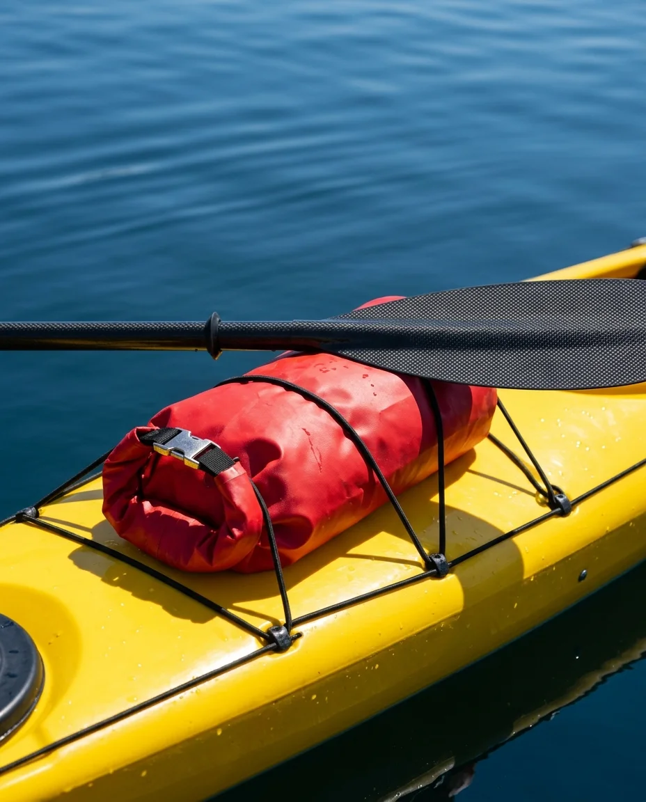 red dry bag and sea kayak rigging red dry bag and sea kayak rigging