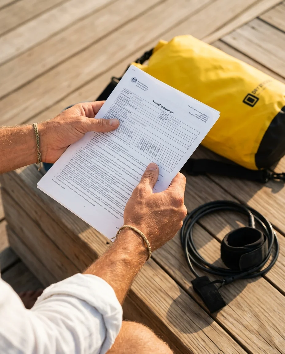 traveller's hands and insurance document traveller's hands and insurance document
