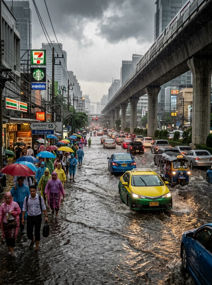 Flooded Sukhumvit Road, Bangkok Flooded Sukhumvit Road, Bangkok