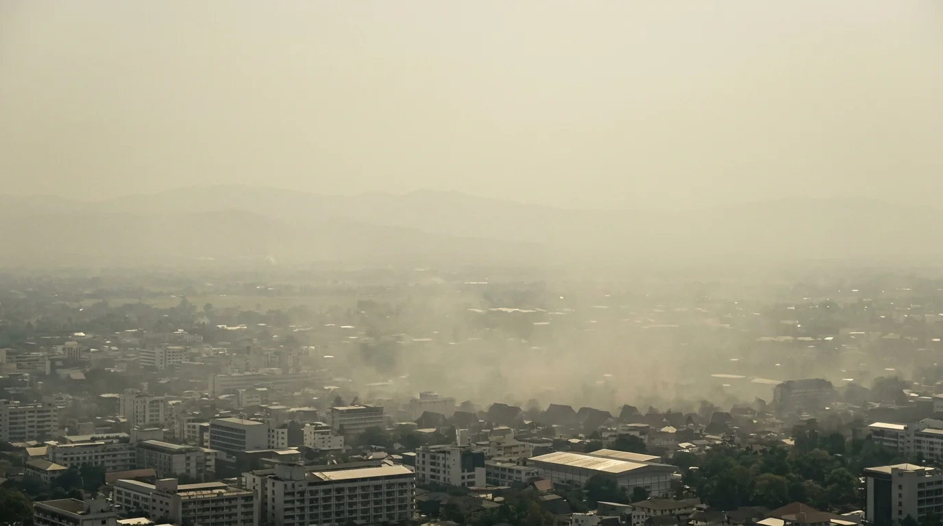 Chiang Mai city skyline under agricultural haze Chiang Mai city skyline under agricultural haze