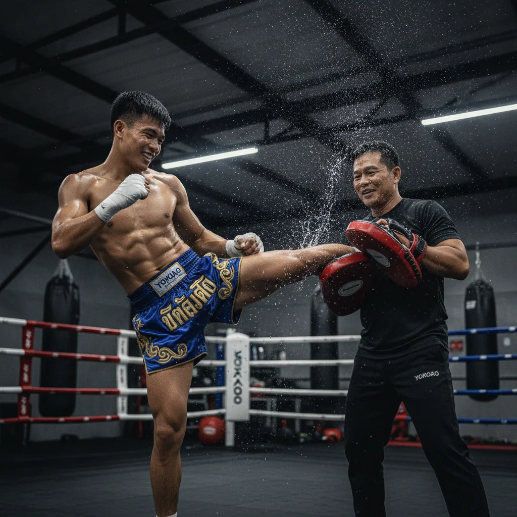 Muay Thai student and trainer Muay Thai student and trainer
